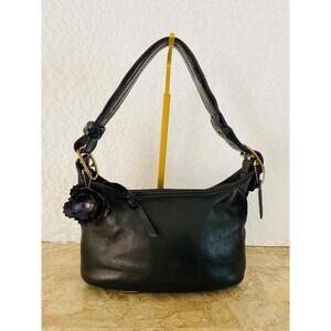 Vtg Coach Bleecker black Leather Slim Small mini duffle Shoulder Bag 11429